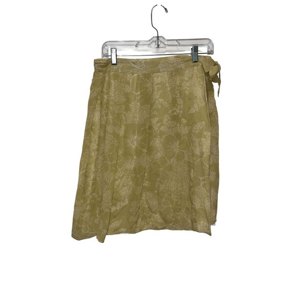 Tommy Bahama Vinatge Y2K  Yellow 100% Silk Floral Wrap Midi Skirt Women's Size 1 - Picture 1 of 10